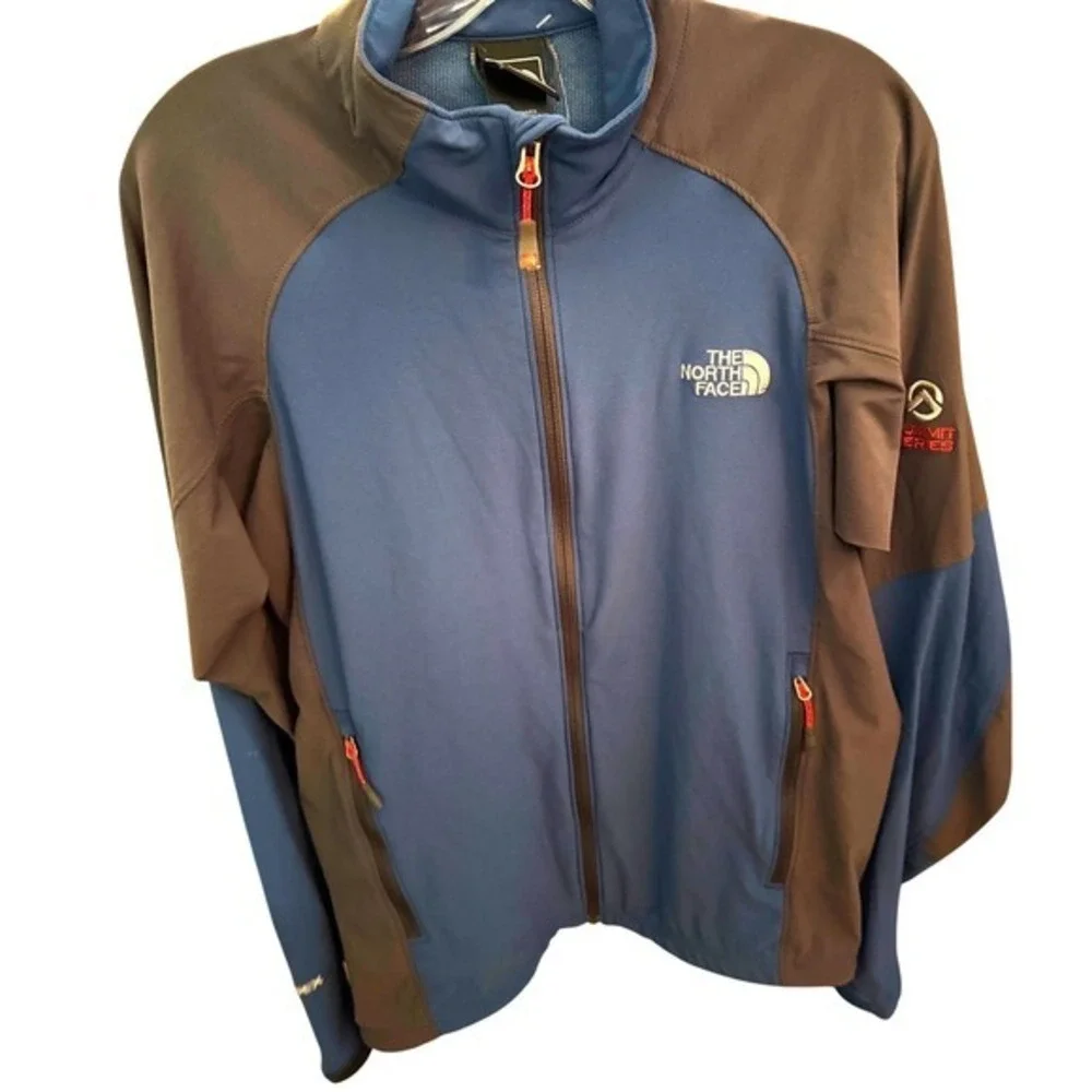 The North Face Summit Series Jacket Mens Medium Blue Grey Softshell‎ Full Zip